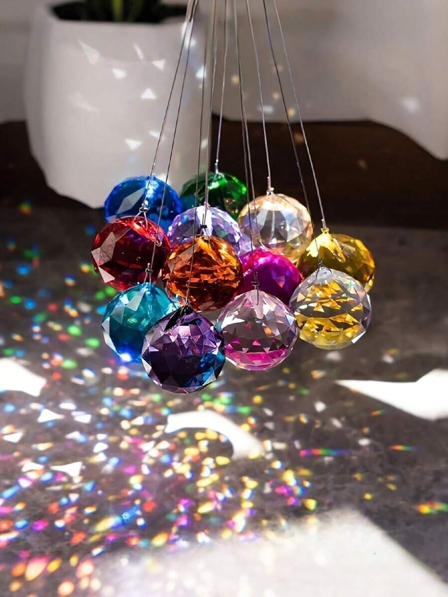 20mm Colorful Crystal Ball Vintage Crystal Pendant Rainbow Suncatcher Suitable For Window Decor, Garden Wind Chime Crafting