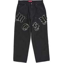 Supreme Old English Canvas Work Jacket And Double Knee Painter Pant | Premium All-Cotton Canvas Matching Set | Oversized Unisex Streetwear Layering Outerwear | Casual Daily Wear For Both Men And Women. - 黑色褲子 - 查看 4