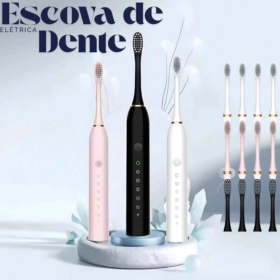 Kit Of 2 Rechargeable  Electric Toothbrushes IPX7 Waterproof 7 Modes Ultrasonic / 8 Heads - Random 2-brush Kit - View 1