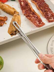 1pc Stainless Steel Korean BBQ Tongs, Grill Tongs, Extra Long Kitchen Food Tongs, Steakhouse Tongs, Heat Resistant Barbecue Tongs - A - View 11