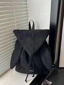 2023 New Casual Large Capacity Rabbit Ear Backpack, Versatile Commuter Backpack, Retro Style For Spring & Autumn - Black - View 5