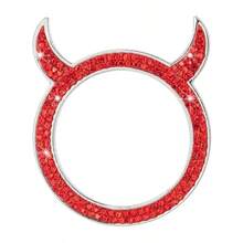 1pc Colorful Rhinestone Devil Horn Car Start Button Decor Ring, Rhinestone Decor Car One-Key Start Button, Perfect Gift For Valentine's Day - 1pc Devil Horn Diamond-studded Starter Key Ring - View 9