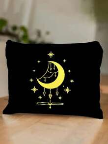 New Styles Sun Moon And Stars Printed Canvas Shoulder Bag,A Printed Black Tank Top Tote Bag And A Black Small Bag,Same Style Convenient Cosmetic Bag, Toiletry Bag And Clutch Bag,Valentine's Day Gifts - Multicolor - View 4