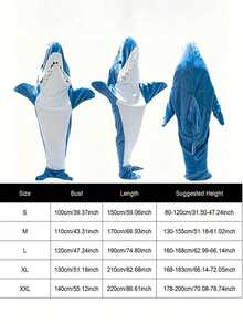 Sleeping bag (Shark) 1件装鲨鱼睡袋毯，带尾巴，可穿戴法兰绒毯，厚实保暖家居毯，成人卡通鲨鱼睡袋套装，鲨鱼爱好者礼物，鲨鱼家居睡衣，多功能毯子浴室装饰 - 彩色 - 查看 27