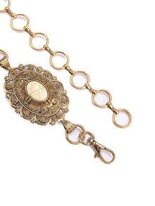 1 قطعة سلسلة خصر بطبقتين مزخرفة بأسلوب بوهيمي، صفيحة زهرة مجوفة مزينة بحجر بيضاوي مصنوع من الأبالون الاصطناعي، سلسلة رفيعة قابلة للتعديل، إكسسوار عتيق مناسب لإطلالة عطلة بوهيمية - سلسلة الخصر - مشاهدة 7