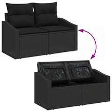 vidaXL 13-teiliges Gartensofaset mit Kissen, Schwarz Polyrattan - Schwarz - Übersicht 10