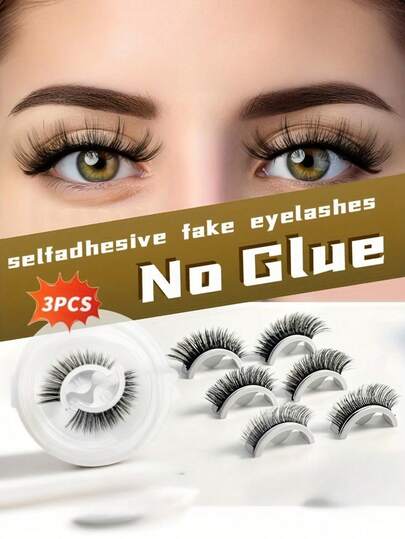 Self-Adhesive False Eyelashes - Pre-Glued, Reusable Natural Fluffy Lashes, Lightweight And Easy To Apply, Odorless Eyelashes In Multiple Styles