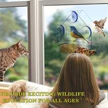 Transparent Bird Feeder In The Shape Of A House, Weatherproof, With Suction Cup For Installation And Hanging, Suitable For Outdoor Gardens. - Trong suốt - Xem 7
