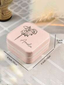 Personalisierte Schmuckschatulle für Frauen, modisch und einzigartig aus Leder, exquisites und unvergessliches Geschenk für Feiertage, geeignet für Muttertag, Freundinnen, Jahrestag. Rosa und weiß, modisch und farbig, lässig und minimalistisch, einzigartig, ideales Geschenk für Freundin oder Mutter - Verschiedenfarbig - Übersicht 4