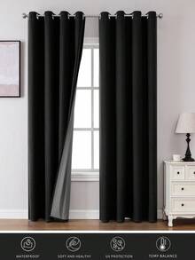 1 件/2 件遮光窗帘,仿亚麻纹理窗帘,适用于客厅、卧室,100% 遮光窗帘,轻质隔热窗帘,带索环顶部,长度 84 英寸、72 英寸、63 英寸,2 片套装可选 - 白色 - 查看 19