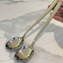 Stainless Steel Spoon, High-End Long Handle Soup Spoon For Home Use, Exquisite Eating Spoon, Deep Soup Ladle - Multicolor - View 6