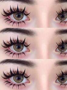 5对卡通风格假睫毛 - 全条装，粗细款式可选，适合万圣节和派对，打造自然娃娃眼妆，假睫毛，睫毛，仿真睫毛 - 尖尾漫畫款 - 查看 3