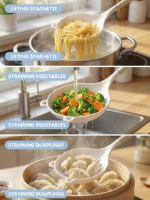 1pc Silicone Noodle Spoon/Serving Spoon, Silicone Material, Heat Resistant, Suitable For Home Kitchen, Restaurant Kitchen And Outdoor Camping. Non-Slip Handle With Hanging Hole, Easy To Store And Clean, A Popular Silicone Kitchen Utensil. - Multicolor - View 14