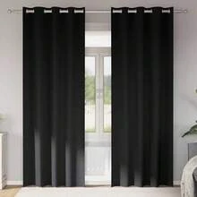 vidaXL Verdunkelungsvorhänge Mit Ringen, 2 Stück, Schwarz, 245 X 140 Cm - one-size - View 1