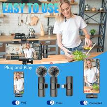 2.4G Wireless Lavalier Microphone, Type-C Interface, Plug And Play, Ultra-Low Latency, Built-In Noise Reduction Chip, Suitable For Video Recording, Interviews, Podcasts, Vlog, 50mAh Rechargeable Battery - Black - View 6