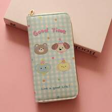 1个可爱狗狗印花长链钱包，大容量学生零钱包 - 彩色 - 查看 2