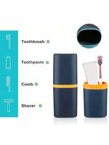 Portable Travel Toothbrush Case With Rinse Cup, Toothpaste And Toothbrush Storage Box, Large Capacity Travel Toiletry Kit, Christmas Gift, Valentine's Day Gift, Latest Holiday Gift, Suitable For Business Trip, Travel, Back To School, Home, Bedroom, Bathroom, Birthday Gift For Family, Friends, Classmates - Multicolor - View 8