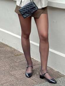 Leggings de talla grande de ajuste delgado de color café, adecuados para la oficina, ocasiones casuales, fácil de crear looks elegantes - Café integral - Ver 3