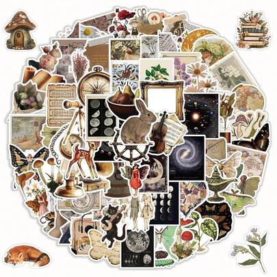 Vintage Stickers (204 Pieces) - Decorative Stickers For Scrapbooks, Notebooks & DIY Decor Projects