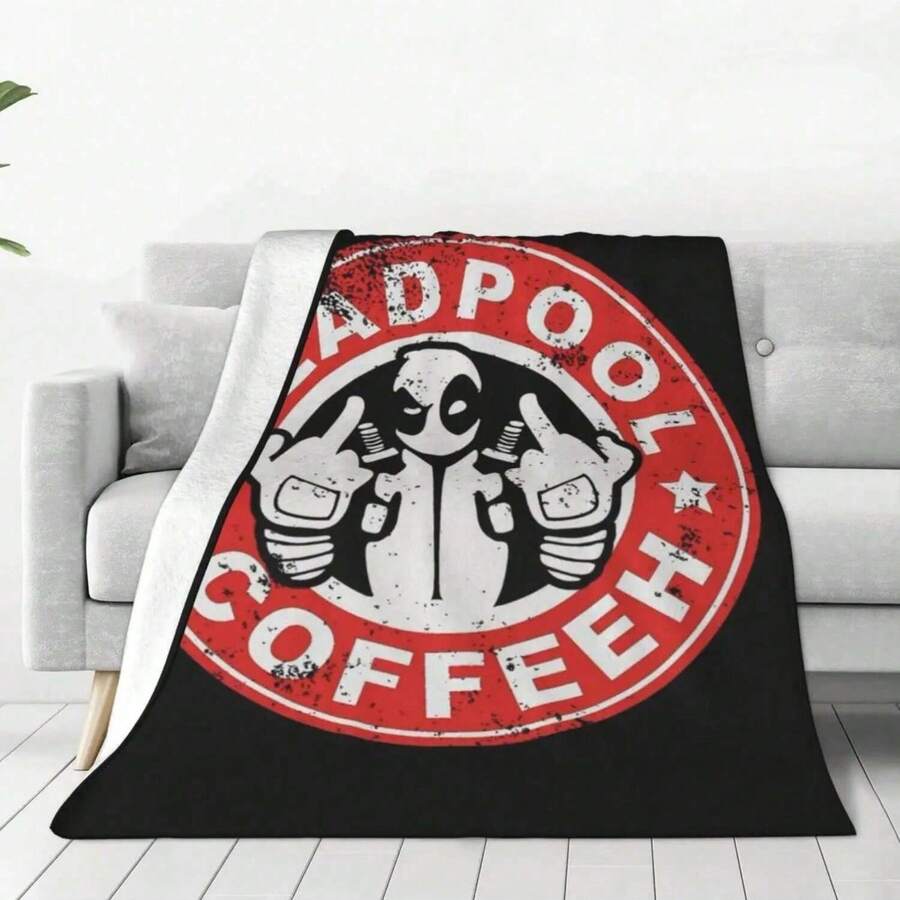 3D Printed Deadpool Coffeeh Blankets Breathable Soft Flannel Winter Throw Blanket For Couch Car Bedroom - màu đen - Xem 1