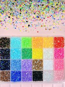 1 Box 5mm Colorful Crystal Rhinestones Nail Art Decorations, Random Mix, Mini Resin Flat Tweezers Pen, Suitable For Manicure Art, Handcraft, Clothing & Fabric Decor, DIY Nails - Multicolor - View 4
