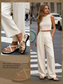 Women's Flat Sandals, Metallic Elegant Party Vacation Casual Beach Cute Fairy Wedding Outdoor Sexy Chinese Style Lovely Comfortable PVC Plastic Criss-Cross Strap Flat Sandals, Suitable For Beach, Holiday, Wedding, School, Office, Home, Outdoor, Summer - Apricot - View 9