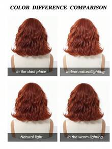 Tóc giả ngắn màu đỏ đậm 30cm có mái, chất liệu tổng hợp gợn sóng, xoăn tự nhiên, phù hợp cho cosplay, tiệc tùng và sử dụng hàng ngày dành cho nữ. - Màu Đỏ Sâu - Xem 8