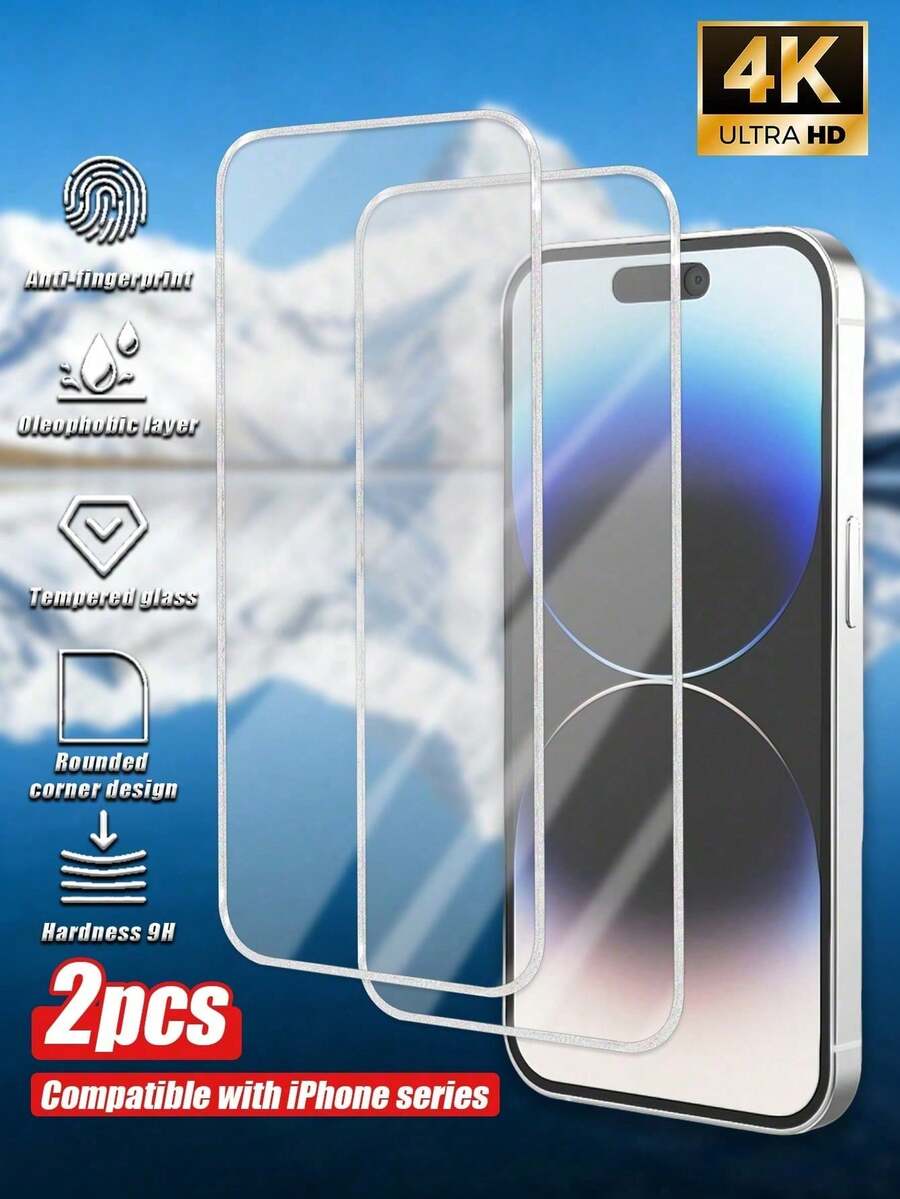 MSRI Tempered Glass Screen Protector 2pcs Silver Shiny Edged Tempered Glass Screen Protector, Anti-Scratch, Anti-Shock, Waterproof, Ultra-Clear Tempered Glass Screen Protector, Compatible WIth IPhone 11/12/13/14/15 Pro Max/16 Plus/16 Pro/16 Pro Max/16e/17/17 Air/17 Pro/17 Pro Max Series Easter Spring Gift