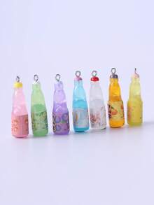 10pcs Plastic Soda Bottle Shaped Pendants, Suitable For Jewelry Making And Mini Crafts, Including Juice, Alcoholic Drinks, Lemonade And More - Multicolor - View 5