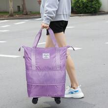 带可拆卸轮子的拉杆旅行包，可扩展女士行李包，可折叠拉杆登机箱，登机箱，男女通用礼品袋 - 彩色 - 查看 6