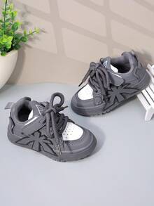 1 par de zapatos de skate con suela gruesa exclusivos para niños, modelo talla grande reciente de 2026, adecuados para todas las estaciones, zapatos de papá de moda y versátiles - Gris - Ver 6