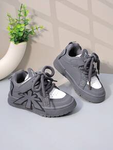 1 par de zapatos de skate con suela gruesa exclusivos para niños, modelo talla grande reciente de 2026, adecuados para todas las estaciones, zapatos de papá de moda y versátiles - Gris - Ver 5