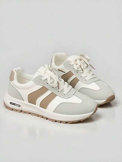 New Lace-Up Round Toe Color Block Multifunctional Fashion Versatile Urban Outdoor Casual Sports Shoes For Women