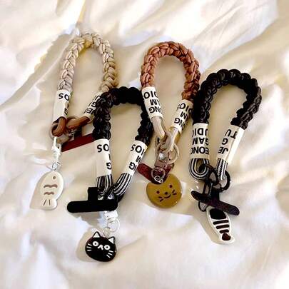 1pc Black Cat Pendant Phone Lanyard, Multi-Functional Wrist Strap, & Cute For Students, Women, Versatile Phone Charm With Clip Included