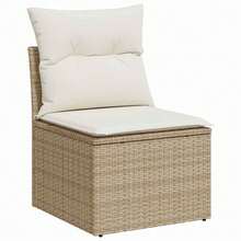 vidaXL 10-Teiliges Gartensofaset Mit Beigen Und Cremefarbenen Kissen, Polyrattan - Beige - Visualizzare 5