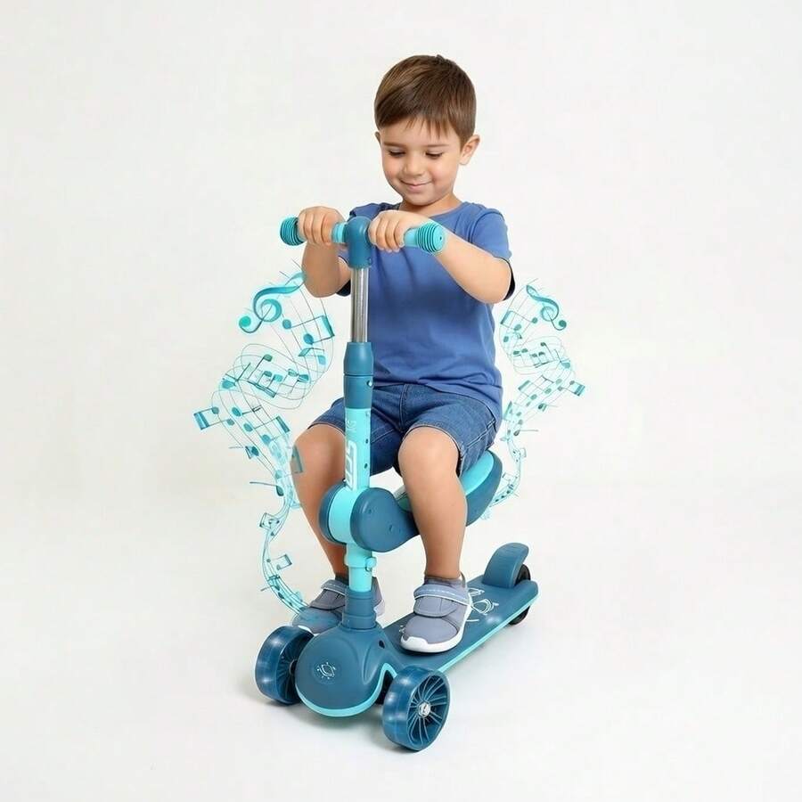 ANDROMEDA INC Foldable Kids Scooter With Light And Sound - Teal Blue - View 1