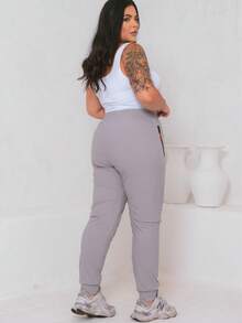 Women's Plus Size Jogger Pants, Premium Comfort, Sporty, Academic, And Elastane. Comfortable. - Màu xanh bạc hà - Xem 7