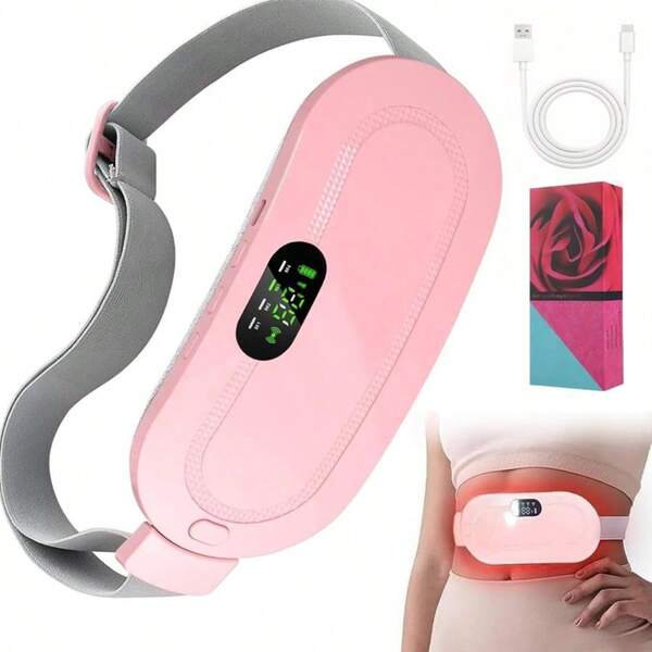 FollowBreak Almohadilla de calefacción inalámbrica portátil con pantalla LED de encendido, 3 niveles de temperatura, 4 modos de masaje, almohadilla de calefacción para la espalda, calentamiento rápido para el abdomen. Adecuado como regalo de Navidad para mujeres y niñas, calentador de manos