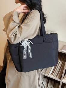 New Women's Handbag In Solid Pink, With A Spacious Interior Including A Cup Holder, Smooth Metal Zipper Closure, Double Handles For Carrying On The Shoulder Or In The Hand, Suitable For - Light Grey - View 4