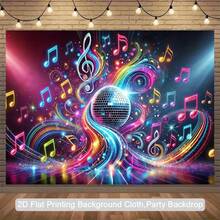 2D Flat, 1Pc, Dance Floor Music, Polyester Photography 2D Background Cloth Flags, Indoor And Outdoor Banner Decorations, Studio Props, Festival, Party And Birthday Decoration Supplies - 1PCS - View 2