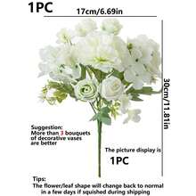 80 pièces Bouquet artificiel de roses et d'hortensias, plantes artificielles, fleurs artificielles, décoration de bouquet, matériaux de couronne, accessoires de boîte à bonbons, corsage, matériaux de coiffe, décoration de fête d'anniversaire, décoration de la maison, bouquet de mariée, décoration de mariage - Vert - Voir 3