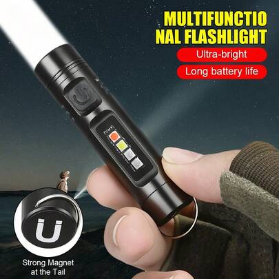 多功能铝合金迷你钥匙扣手电筒，持久耐用便携式工作灯，露营应急照明灯