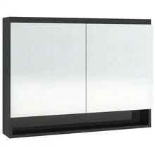 vidaXL Spiegelschrank Für Das Bad 80x15x60 Cm Glänzend Schwarz - Black - View 4