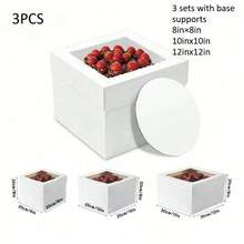 5/10pcs High Quality Simple Square Cake Boxes With Window, Large Cookie Baking Folding Cardboard Cake Packaging Boxes, For Pastries, Desserts, Candies Packaging, Weddings, Parties, Christmas, Birthdays - White - View 22