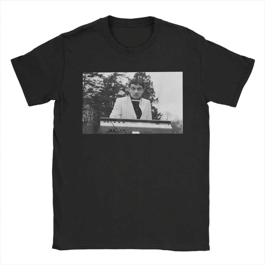 Camisetas de humor de Rowan Atkinson, Not The Nine O Clock News, Mr Bean, actor, camisetas de algodón de cuello redondo para hombres, camiseta de manga corta - Negro - Ver 1