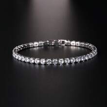 1pc Round Cubic Zirconia Single Strand Tennis Bracelet, Unisex Fashion Accessory Suitable For Daily Wear And Parties, Jewelry Gift - Tennis Bracelet - View 1