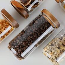 4 Pack Glass Storage Jars With Airtight Wood Lid, 34 OZ Glass Kitchen Canisters, Clear Container For Coffee Bean Storage, Dry Goods, Cookie, Candy, Tea, Spices And More - Trong sáng - Xem 4