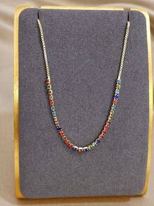 1Pc Luxury Delicate Colored Zirconia Clover Butterfly Anklet For Women, 18K Gold Plated Stainless Steel With, Elegant Mom Gift, For Valentines, Party, Gala, Daily, Dating, Mother's Day, New Years, Wedding, Beach, Christmas Anniversary, Boho Jewelry Birthday Bridesmaid Gift - Multicolor - View 9