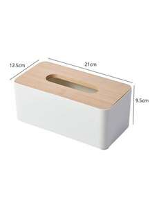 Bamboo Lid & Plastic Base Tissue Box, Disposable Paper Towel Holder For Home And Office Use - Multicolor - View 15