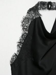 Camellia Summer New Arrival Women's Fashion Sexy Halter Neck Lace Blouse - Black 1 - View 9